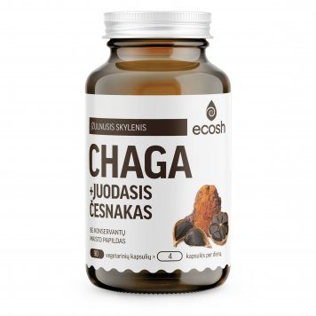 ECOSH Chaga su Juoduoju česnaku kapsulės N90