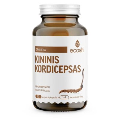 ECOSH KININIS KORDICEPSAS (Cordyceps), 500 mg, 90 kapsulių