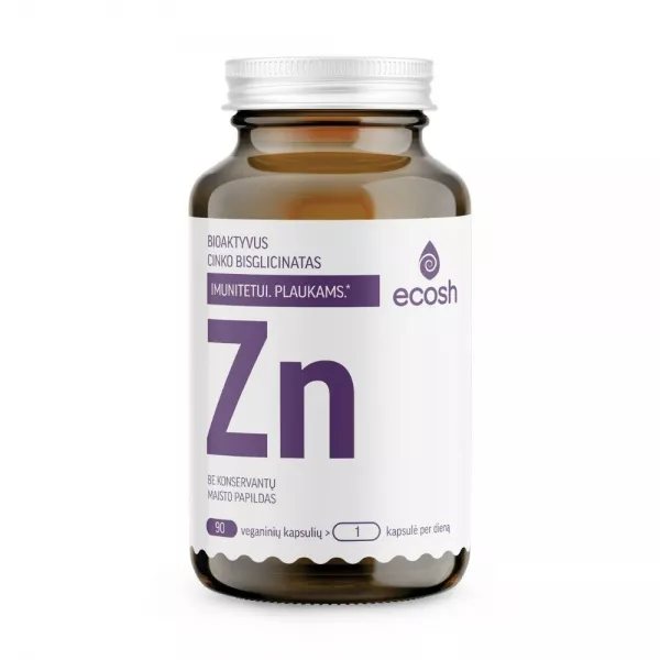 ECOSH maisto papildas BIOAKTYVUS CINKAS 25 mg, bisglicinatas, 90 kaps.