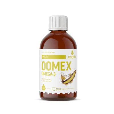 ECOSH OOMEX žuvų taukai, apelsinų skonio, 300 ml