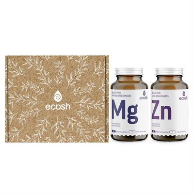 ECOSH, rinkinys JAM: bioaktyvus magnis su vitaminu B6, 90 kapsulių + bioaktyvus cinkas, 90 kapsulių