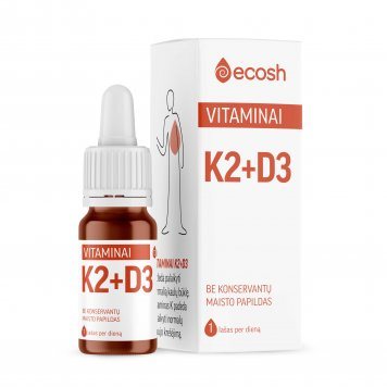 ECOSH Vitaminai K2 (45 mcg)+ D3 (2000IU,50mcg) skystis N1, 10 ml