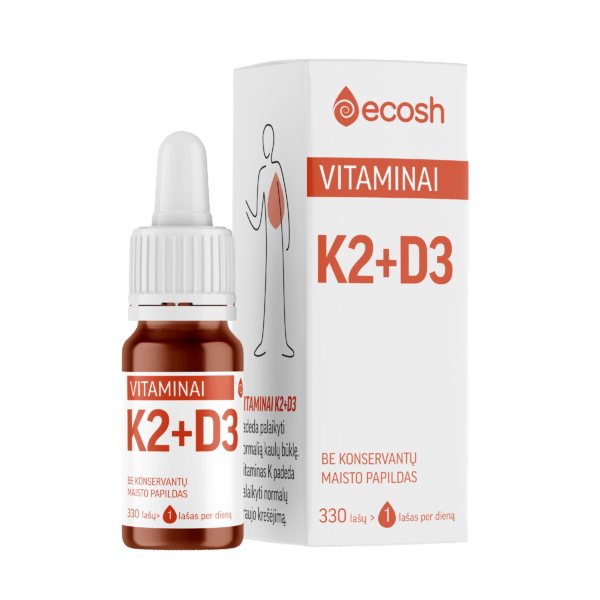 ECOSH Vitaminai K2 (45μg) + D3 (2000IU, 50μg), 10 ml