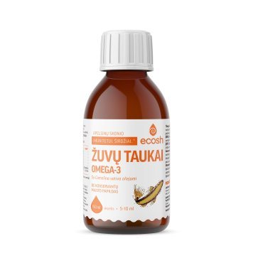 ECOSH žuvų taukai su Camelina sativa aliejumi, apelsinų sk., skystis N1, 150 ml