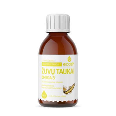 ECOSH žuvų taukai, su camelina sativa aliejumi, citrinų skonio, 150 ml