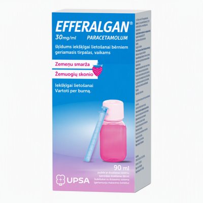 EFFERALGAN, 30 mg/ml, geriamasis tirpalas, vaikams, 90 ml
