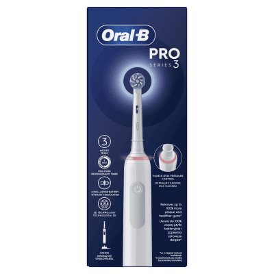 Elektrinis dantų šepetėlis ORAL-B PRO 3, White, N1