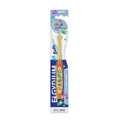 ELGYDIUM BABY, pirmasis kūdikio dantų šepetėlis, 0–., 1 vnt., 2 m