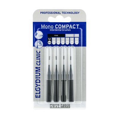 ELGYDIUM CLINIC MONO COMPACT, tarpdančių šepetėliai juoda spalva, 4 vienetai, 0.6 mm