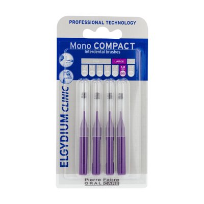 ELGYDIUM CLINIC MONO COMPACT, tarpdančių šepetėliai violetinė spalva, 4 vienetai, 1.8 mm