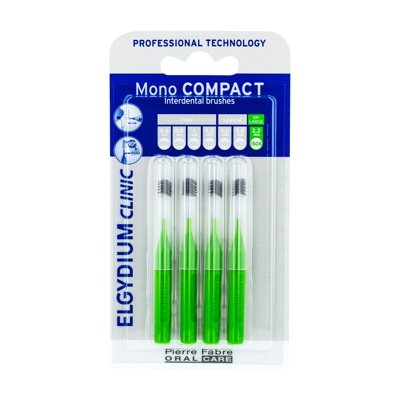 ELGYDIUM CLINIC MONO COMPACT, tarpdančių šepetėliai žalia spalva, 4 vienetai, 2.2 mm