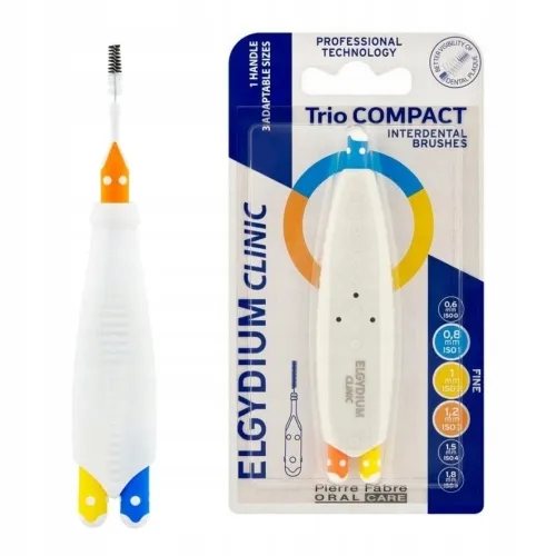 ELGYDIUM CLINIC tarpdančių šepetėliai Trio COMPACT 123, 3 vnt