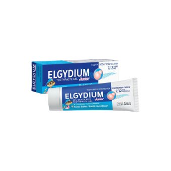 ELGYDIUM dantų pasta gelis vaikams JUNIOR Bubble ėduonies kontrolei, kramtomosios gumos skonio, 50 ml