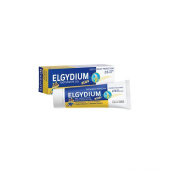 ELGYDIUM dantų pasta gelis vaikams KIDS Banana ėduonies kontrolei, bananų skonio, 2-., 50 ml, 6 m