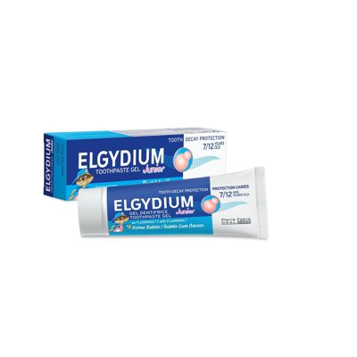 ELGYDIUM JUNIOR BUBBLE, dantų pasta vaikams, ėduonies kontrolei, kramtomosios gumos skonio, 7-., 50ml, 12 m