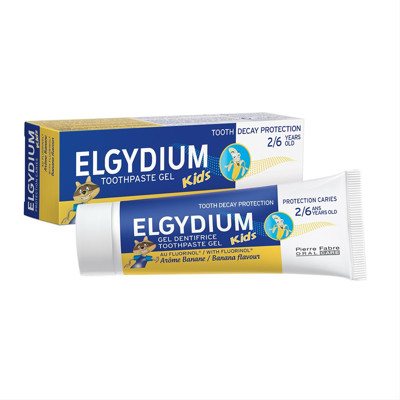 ELGYDIUM KIDS, dantų pasta, bananų skonio, nuo 2 iki ., 50 ml, 6 m