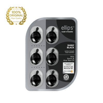 ELLIPS tepami vitaminai tamsiems plaukams SHINY BLACK N6