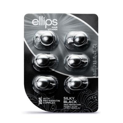 ELLIPS tepami vitaminai tamsiems plaukams su keratinu SILKY BLACK PRO KERATIN N6