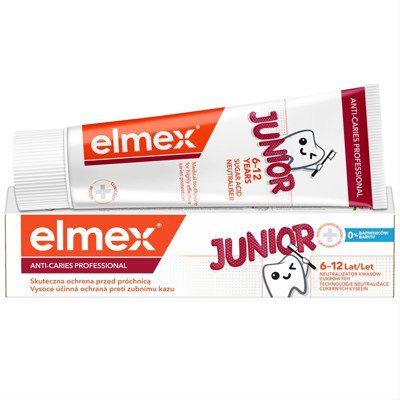 ELMEX ANTI-CARIES PROFESSIONAL JUNIOR, dantų pasta vaikams nuo ėduonies, nuo 6-12 metų, 75 ml