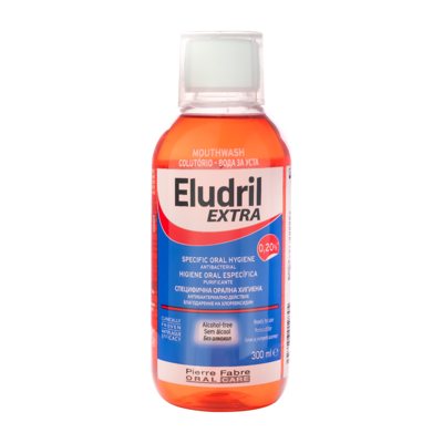 ELUDRIL EXTRA, burnos skalavimo skystis su 0,20% chlorheksidino, 1 vnt., 300 ml