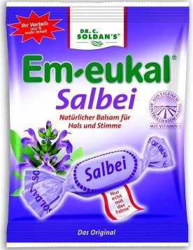 EM-EUKAL šalavijų skonio su vitaminu C ir saldikliais pastilės, 75 g