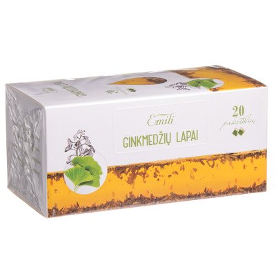 EMILI GINKMEDŽIŲ LAPAI, žolelių arbata, 20 vnt., 1.5 g