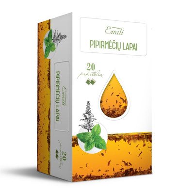 EMILI PIPIRMĖČIŲ LAPAI, žolelių arbata, 20 vnt., 1.5 g