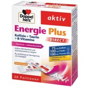 Energijai DOPPELHERZ AKTIV ENERGIE PLUS DIRECT KOFFEIN+TAURIN+B+VITAMINE, 20 pak.