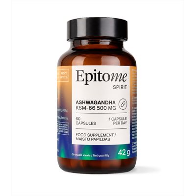 EPITOME Ashwagandha KSM-66, 500 mg, 60 kapsulių