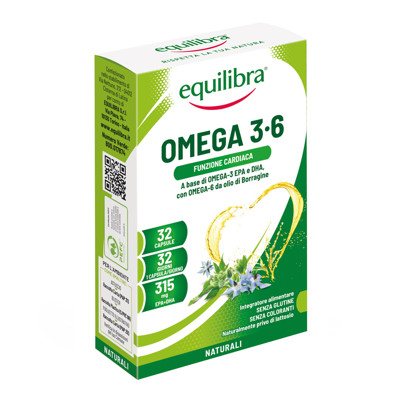 EQUILIBRA maisto papildas OMEGA 3-6, 32 minkštos kapsulės