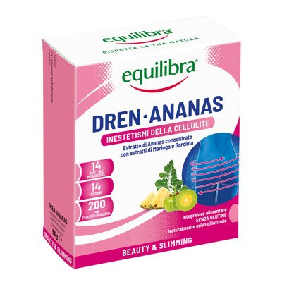 EQUILIBRA maisto papildas svorio kontrolei DREN-ANANAS, 14 pakelių