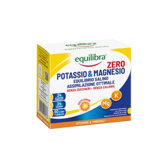EQUILIBRA POTASSIUM & MAGNESIUM ZERO, citrusinių vaisių skonio, 24 pakeliai