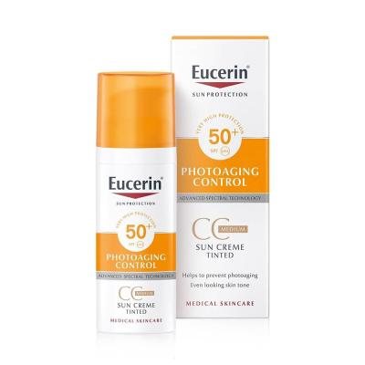 EUCERIN atspalvį suteikiantis CC kremas nuo saulės PHOTOAGING CONTROL, SPF 50+, vidutinio tamsumo, 50 ml