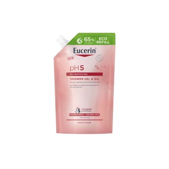 EUCERIN dušo gelis ir aliejus jautriai odai, papildymo pakuotė pH5, 400 ml