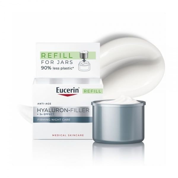 EUCERIN Hyaluron Filler 3x Effect stangrinamasis naktinis veido kremas su hialurono rūgštimi, papildymo pakuotė, 50 ml