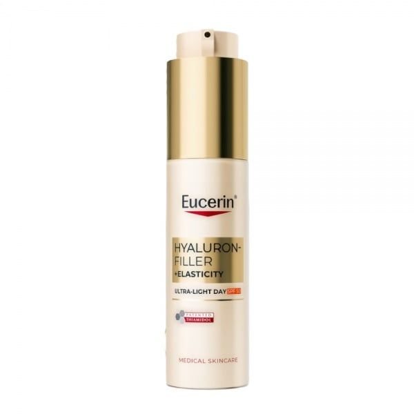 EUCERIN Hyaluron-Filler + Elasticity itin lengvos tekstūros dieninis kremas SPF 50, 50 ml