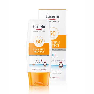 EUCERIN KIDS SENSITIVE PROTECT losjonas nuo saulės vaikams SPF50+, nuo 3 mėn., 150 ml