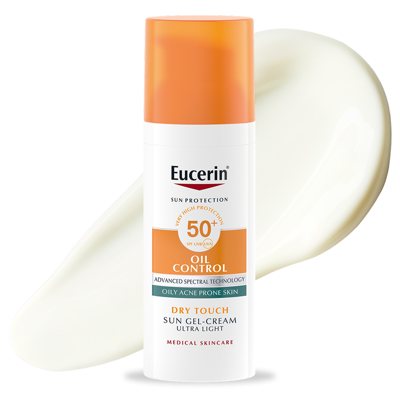 EUCERIN, kreminis gelis veidui nuo saulės, SPF 50+, riebiai, į aknę linkusiai odai, 50 ml