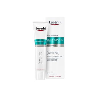 EUCERIN, šveičiamoji naktinė priemonė riebiai, į aknę linkusiai odai, DERMOPURE CLINICAL, 40 ml