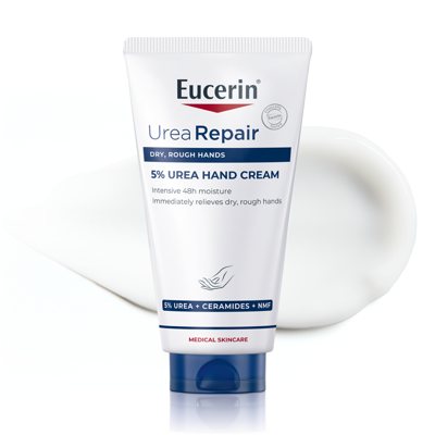 EUCERIN UREA REPAIR, 5 % Urea, rankų kremas sausai odai, 75 ml