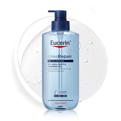 EUCERIN UreaRepair 5 % Urea švelnus dušo gelis sausai odai, 400 ml