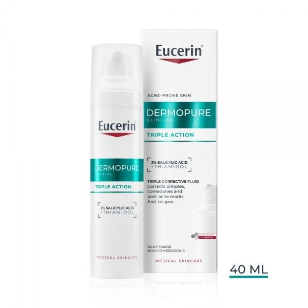 EUCERIN veido fluidas DERMOPURE CLINICAL TRIPLE ACTION, 40 ml
