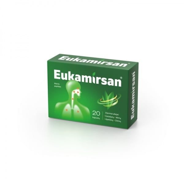 EUKAMIRSAN maisto papildas kvėpavimo takams, 20 kaps.