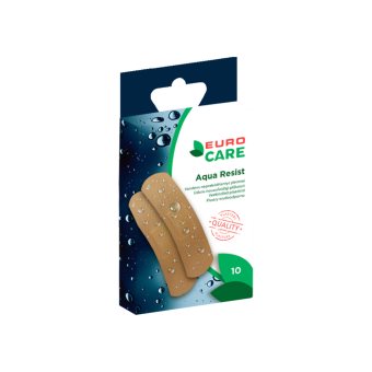 EUROCARE pleistrų rinkinys AQUA RESIST, 10 vnt., 19 x 72 mm