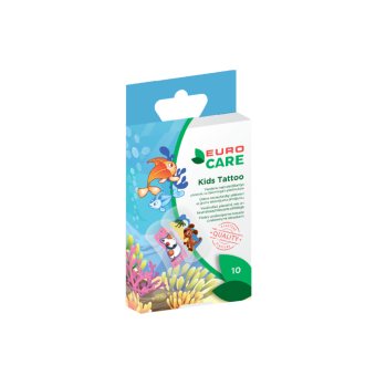 EUROCARE pleistrų rinkinys KIDS TATTOO, 10 vnt., 25 x 27 mm