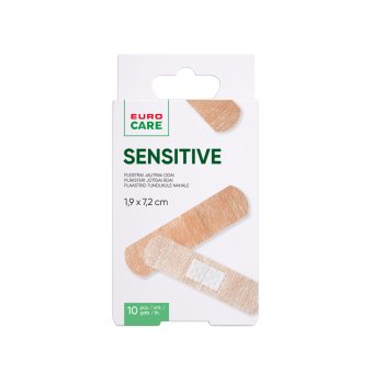 EUROCARE pleistrų rinkinys SENSITIVE, 10 vnt., 19 x 72 mm
