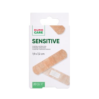 EUROCARE pleistrų rinkinys SENSITIVE, 20 vnt., 19 x 72 mm