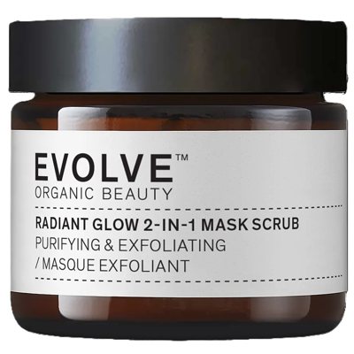 EVOLVE ORGANIC BEAUTY, Šveičiamoji veido kaukė „Radiant Glow 2-IN-1“