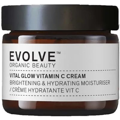EVOLVE ORGANIC BEAUTY, Švytėjimo suteikiantis veido kremas su vitaminu C „Vital Glow", 60 ml