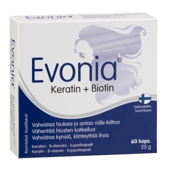 EVONIA KERATIN + BIOTIN, 60 kapsulių